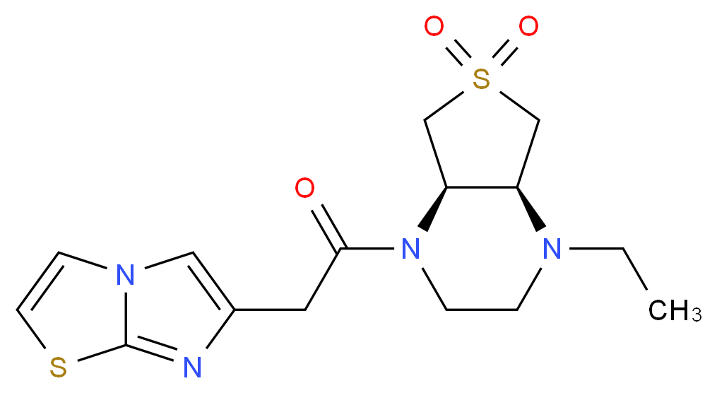 (4aR*,7aS*)-1-ethyl-4-(imidazo[2,1-b][1,3]thiazol-6-ylacetyl)octahydrothieno[3,4-b]pyrazine 6,6-dioxide_Molecular_structure_CAS_)