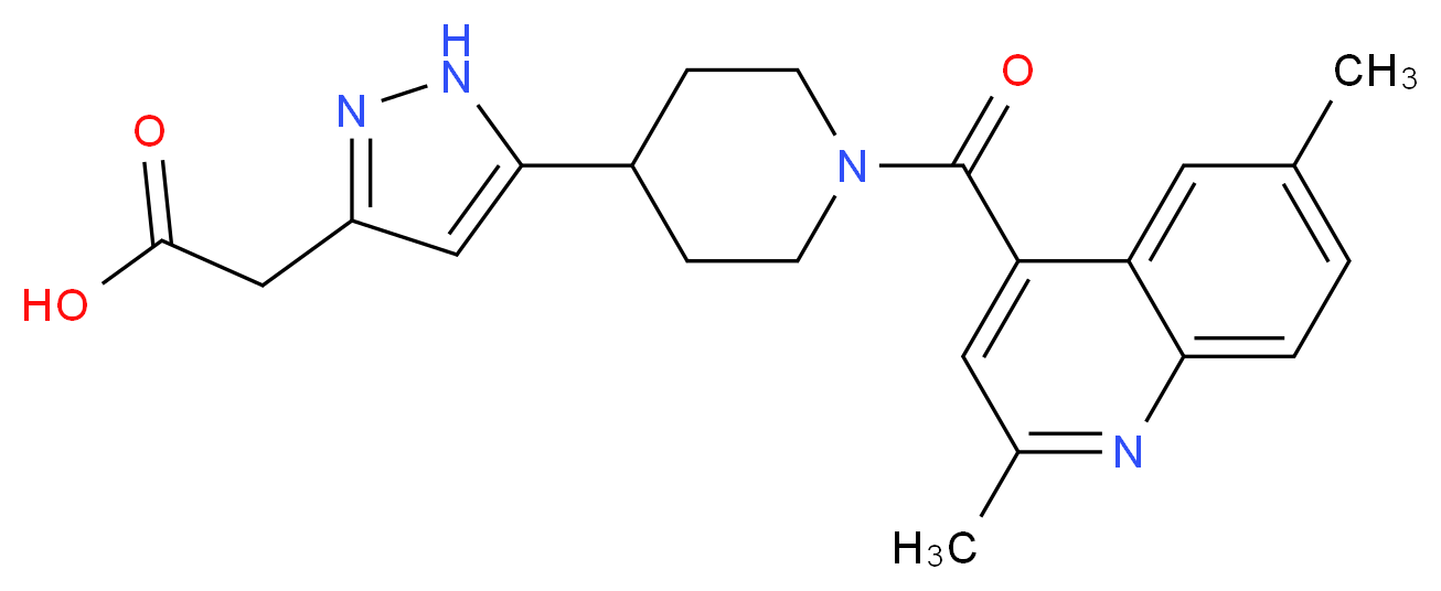 (5-{1-[(2,6-dimethylquinolin-4-yl)carbonyl]piperidin-4-yl}-1H-pyrazol-3-yl)acetic acid_Molecular_structure_CAS_)