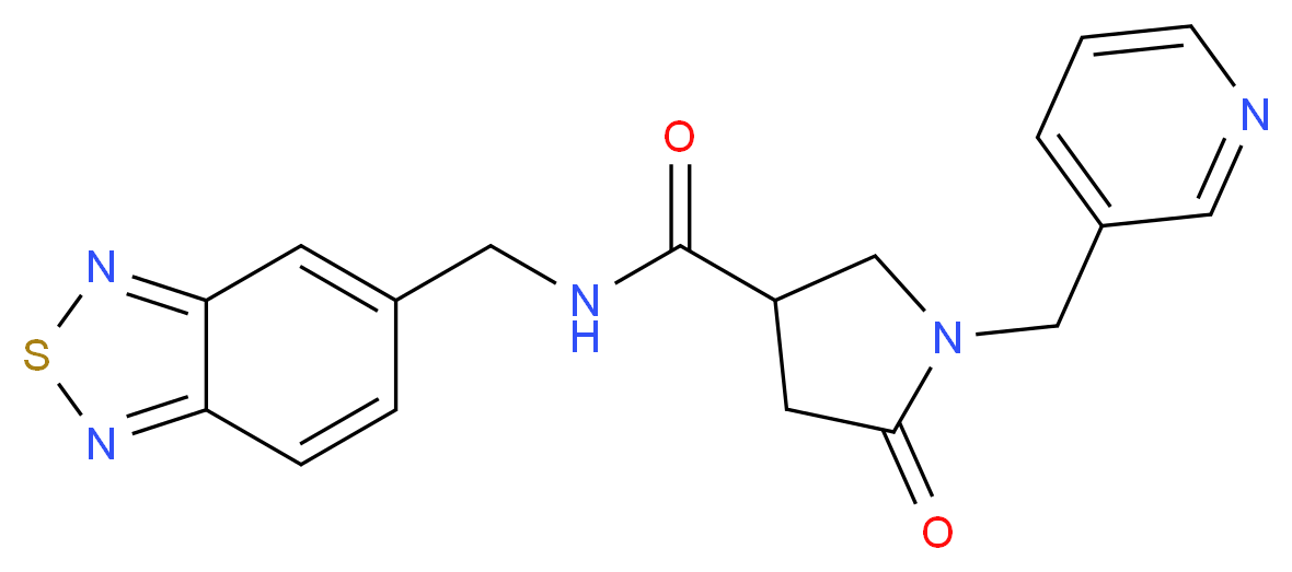 N-(2,1,3-benzothiadiazol-5-ylmethyl)-5-oxo-1-(3-pyridinylmethyl)-3-pyrrolidinecarboxamide_Molecular_structure_CAS_)