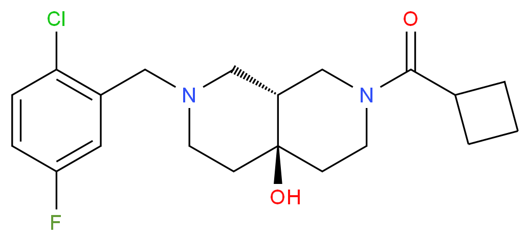 (4aR*,8aR*)-2-(2-chloro-5-fluorobenzyl)-7-(cyclobutylcarbonyl)octahydro-2,7-naphthyridin-4a(2H)-ol_Molecular_structure_CAS_)