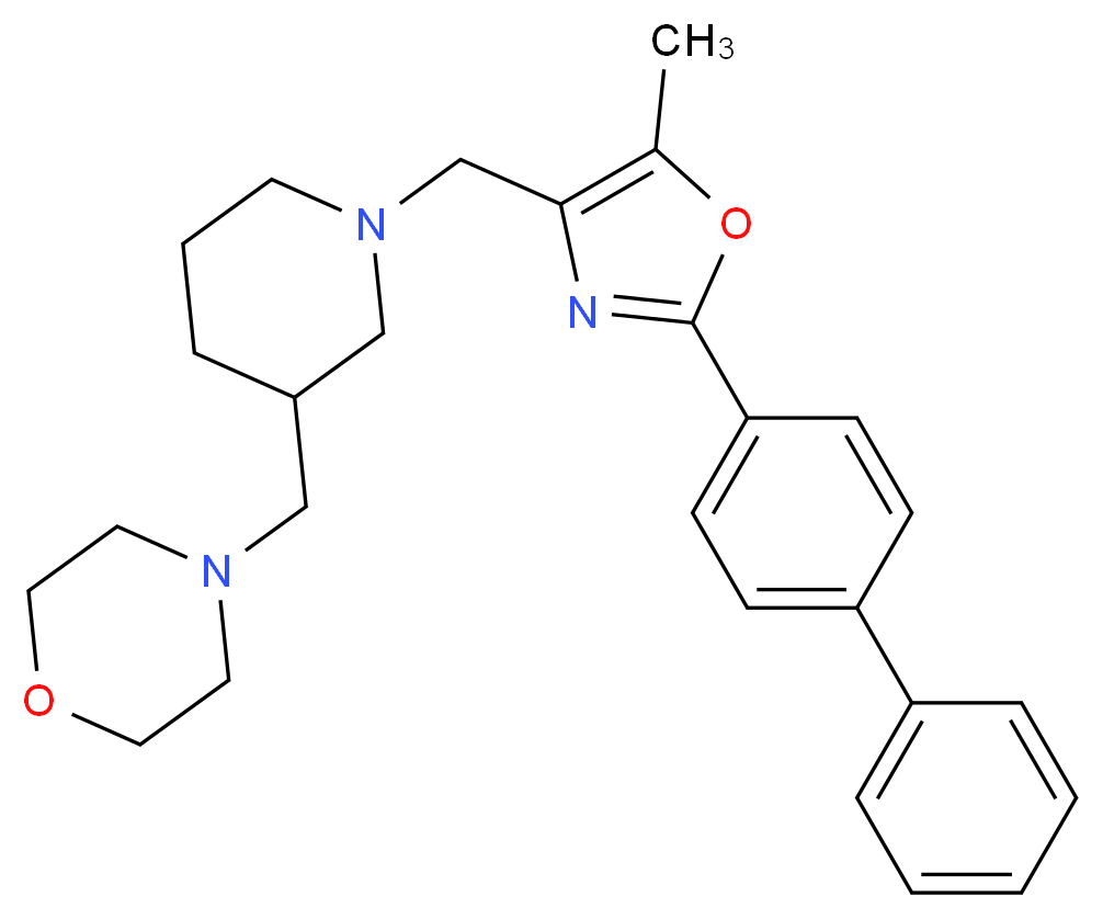 4-[(1-{[2-(4-biphenylyl)-5-methyl-1,3-oxazol-4-yl]methyl}-3-piperidinyl)methyl]morpholine_Molecular_structure_CAS_)