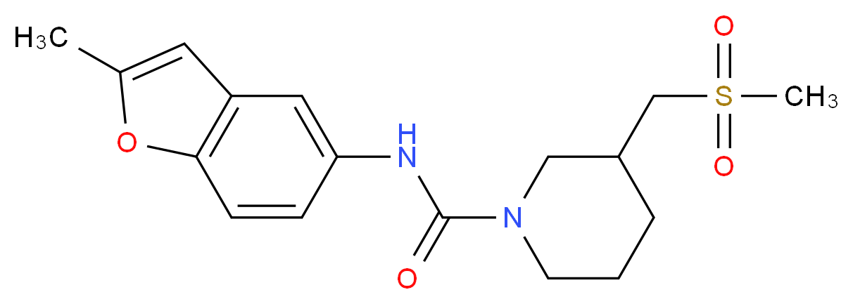 N-(2-methyl-1-benzofuran-5-yl)-3-[(methylsulfonyl)methyl]piperidine-1-carboxamide_Molecular_structure_CAS_)