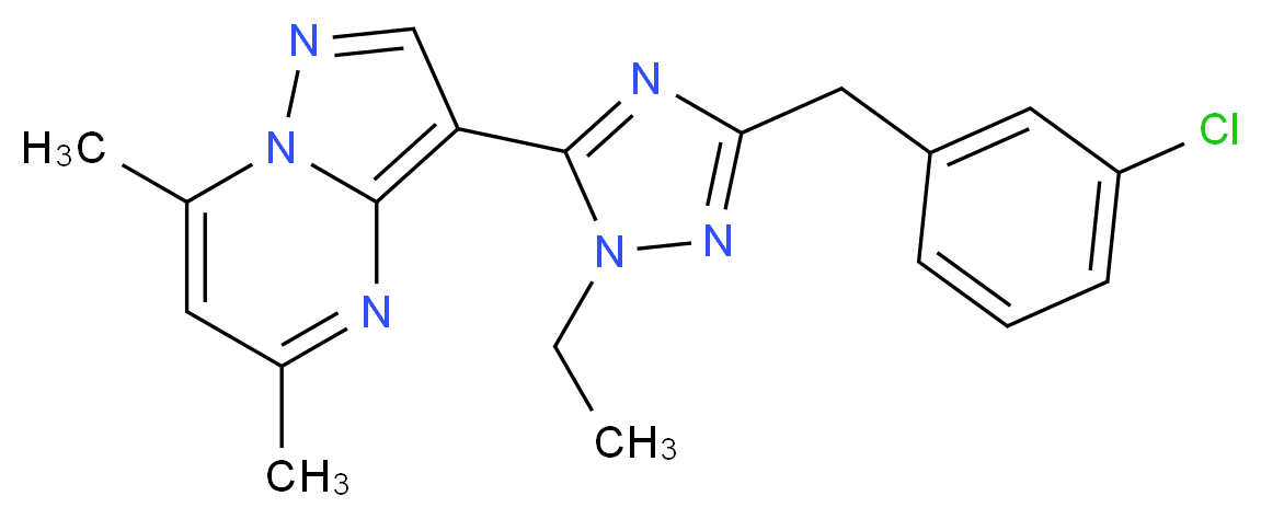 3-[3-(3-chlorobenzyl)-1-ethyl-1H-1,2,4-triazol-5-yl]-5,7-dimethylpyrazolo[1,5-a]pyrimidine_Molecular_structure_CAS_)