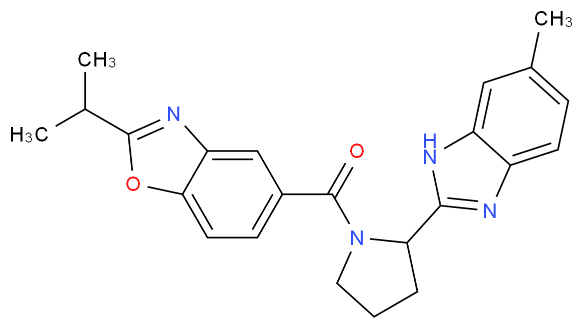 2-isopropyl-5-{[2-(6-methyl-1H-benzimidazol-2-yl)-1-pyrrolidinyl]carbonyl}-1,3-benzoxazole_Molecular_structure_CAS_)