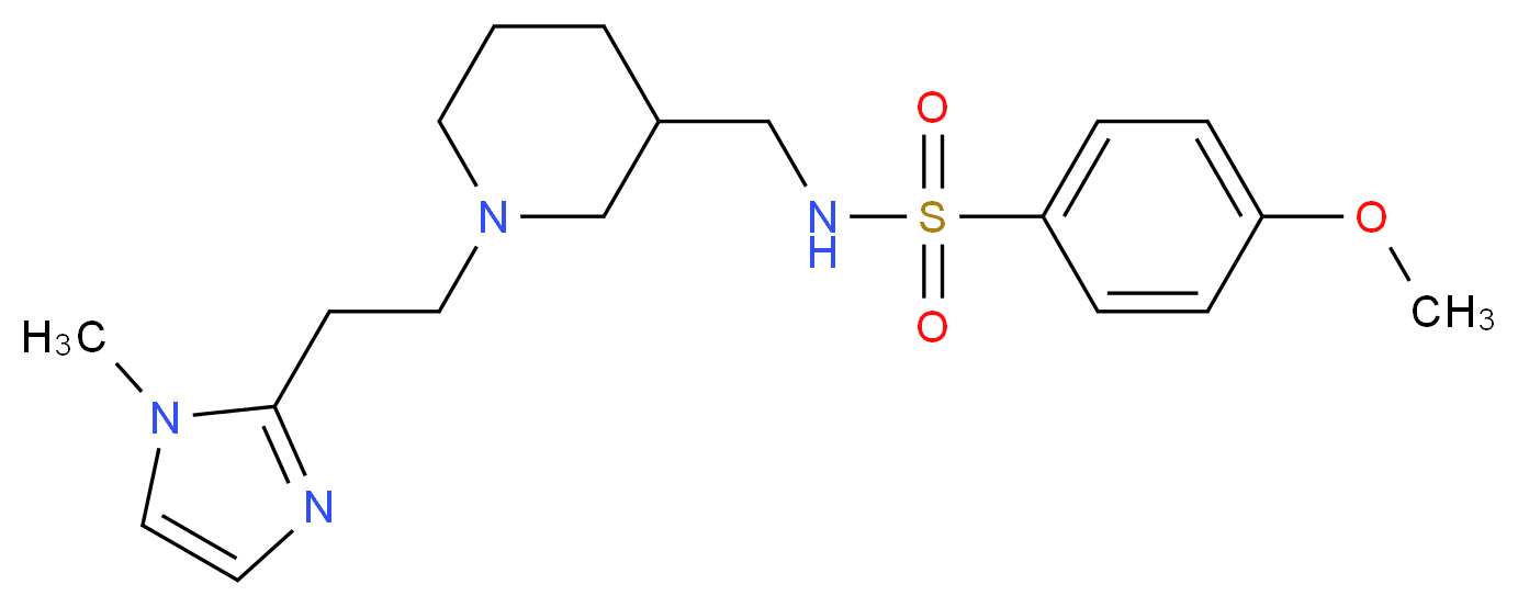 4-methoxy-N-({1-[2-(1-methyl-1H-imidazol-2-yl)ethyl]piperidin-3-yl}methyl)benzenesulfonamide_Molecular_structure_CAS_)