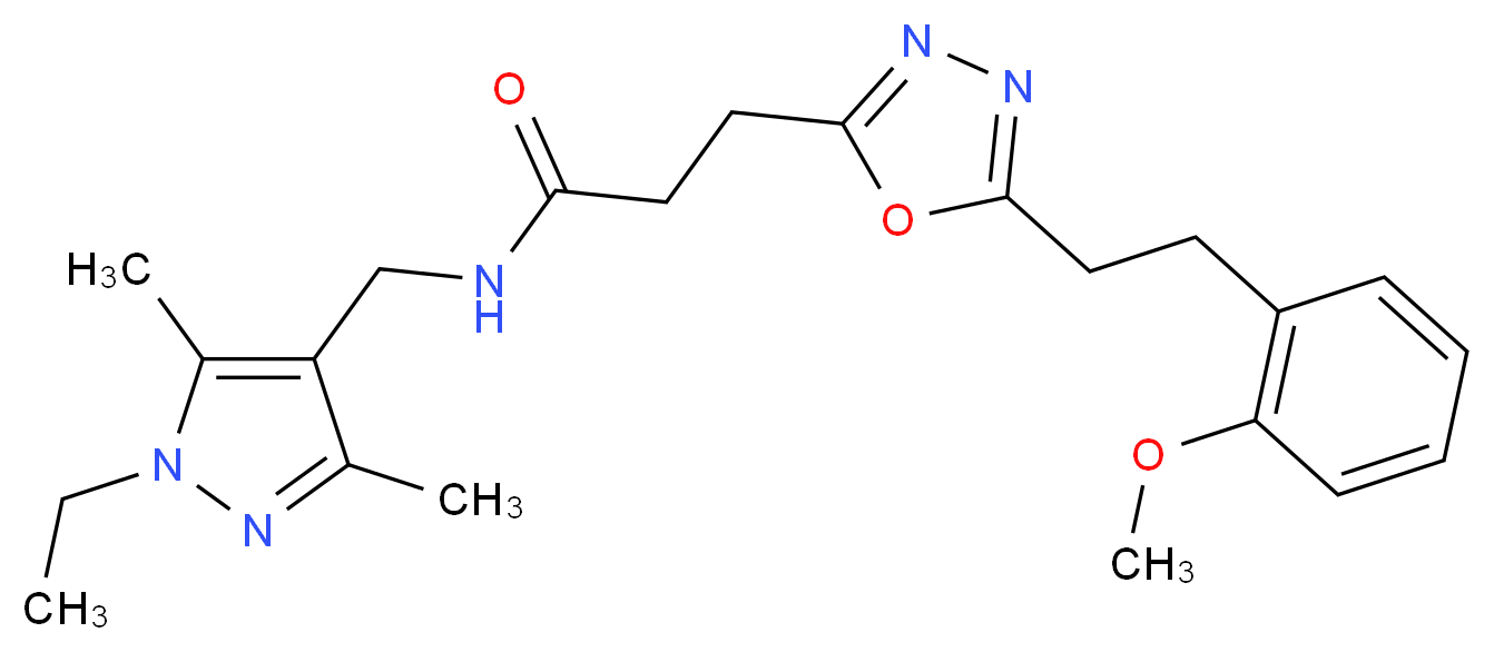 N-[(1-ethyl-3,5-dimethyl-1H-pyrazol-4-yl)methyl]-3-{5-[2-(2-methoxyphenyl)ethyl]-1,3,4-oxadiazol-2-yl}propanamide_Molecular_structure_CAS_)