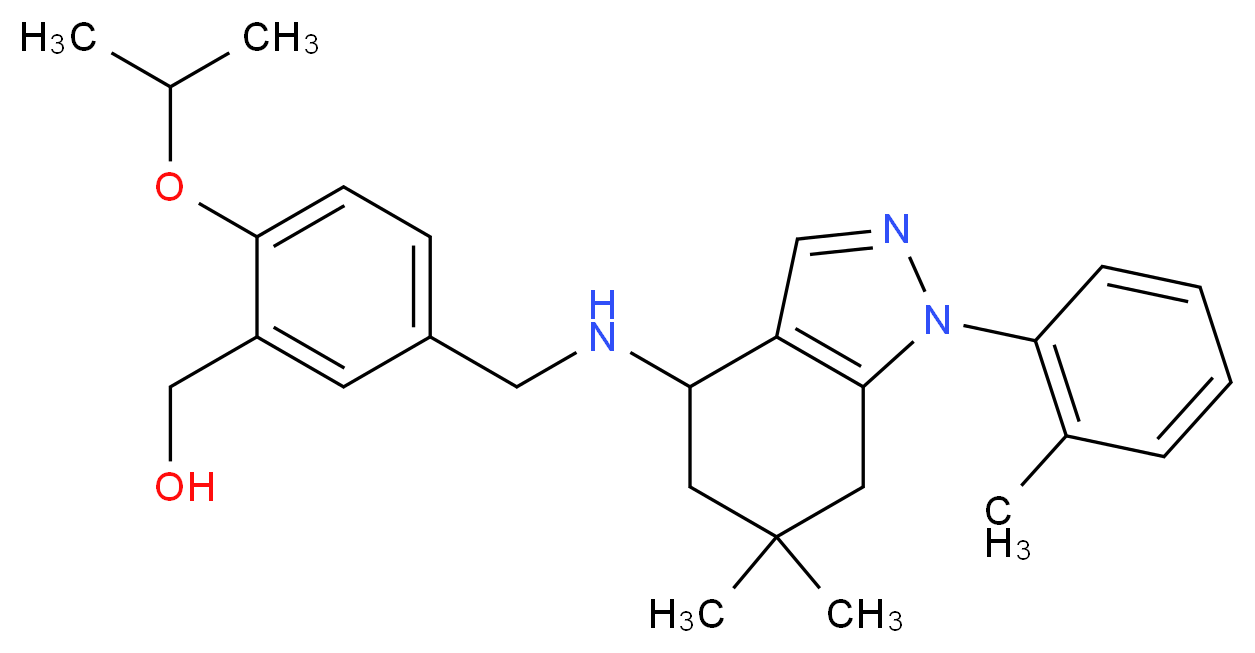 [5-({[6,6-dimethyl-1-(2-methylphenyl)-4,5,6,7-tetrahydro-1H-indazol-4-yl]amino}methyl)-2-isopropoxyphenyl]methanol_Molecular_structure_CAS_)