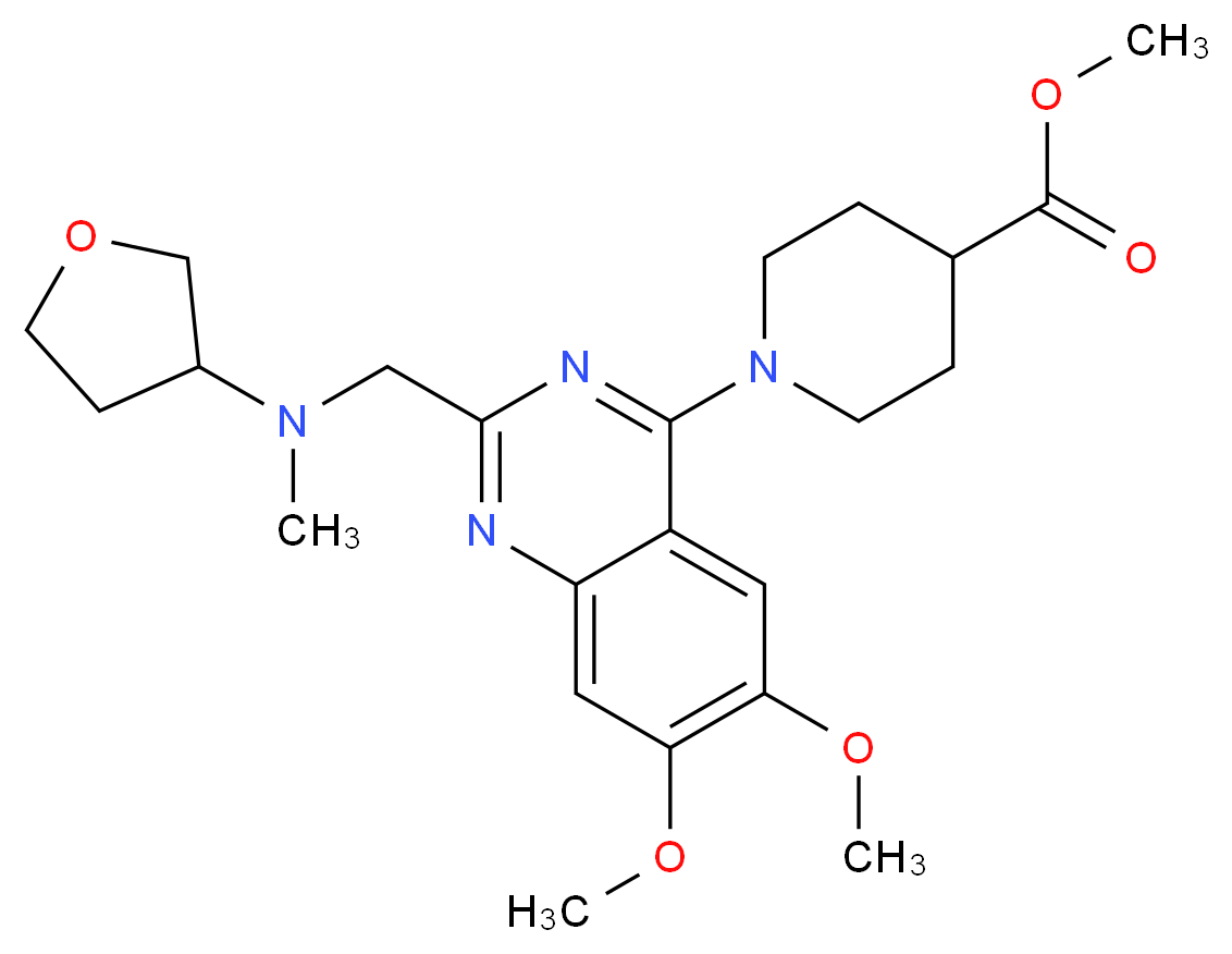 methyl 1-(6,7-dimethoxy-2-{[methyl(tetrahydro-3-furanyl)amino]methyl}-4-quinazolinyl)-4-piperidinecarboxylate_Molecular_structure_CAS_)