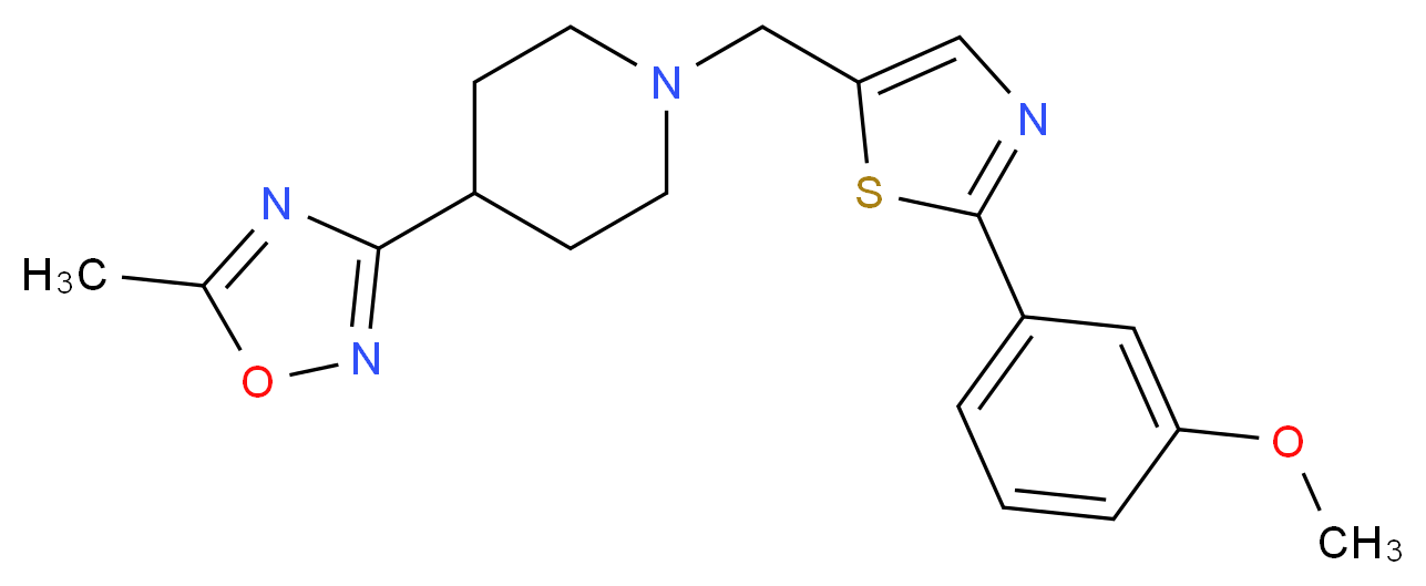 1-{[2-(3-methoxyphenyl)-1,3-thiazol-5-yl]methyl}-4-(5-methyl-1,2,4-oxadiazol-3-yl)piperidine_Molecular_structure_CAS_)