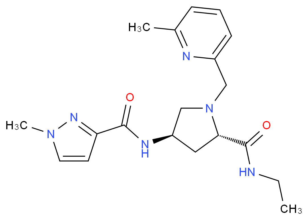(4R)-N-ethyl-4-{[(1-methyl-1H-pyrazol-3-yl)carbonyl]amino}-1-[(6-methylpyridin-2-yl)methyl]-L-prolinamide_Molecular_structure_CAS_)