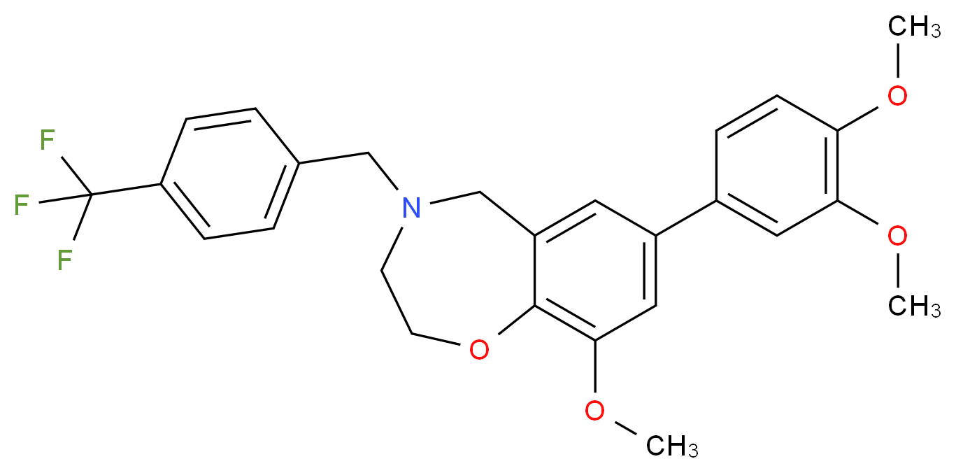 7-(3,4-dimethoxyphenyl)-9-methoxy-4-[4-(trifluoromethyl)benzyl]-2,3,4,5-tetrahydro-1,4-benzoxazepine_Molecular_structure_CAS_)