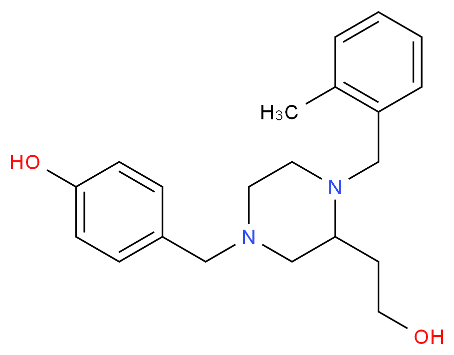 4-{[3-(2-hydroxyethyl)-4-(2-methylbenzyl)-1-piperazinyl]methyl}phenol_Molecular_structure_CAS_)