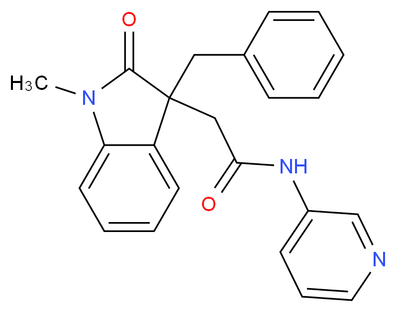 2-(3-benzyl-1-methyl-2-oxo-2,3-dihydro-1H-indol-3-yl)-N-pyridin-3-ylacetamide_Molecular_structure_CAS_)