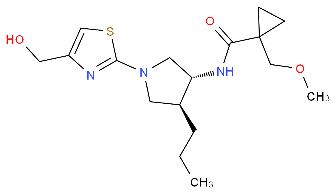 N-{(3R*,4S*)-1-[4-(hydroxymethyl)-1,3-thiazol-2-yl]-4-propyl-3-pyrrolidinyl}-1-(methoxymethyl)cyclopropanecarboxamide_Molecular_structure_CAS_)
