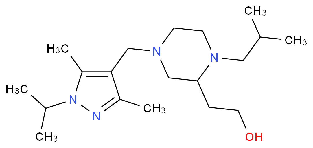 2-{1-isobutyl-4-[(1-isopropyl-3,5-dimethyl-1H-pyrazol-4-yl)methyl]-2-piperazinyl}ethanol_Molecular_structure_CAS_)
