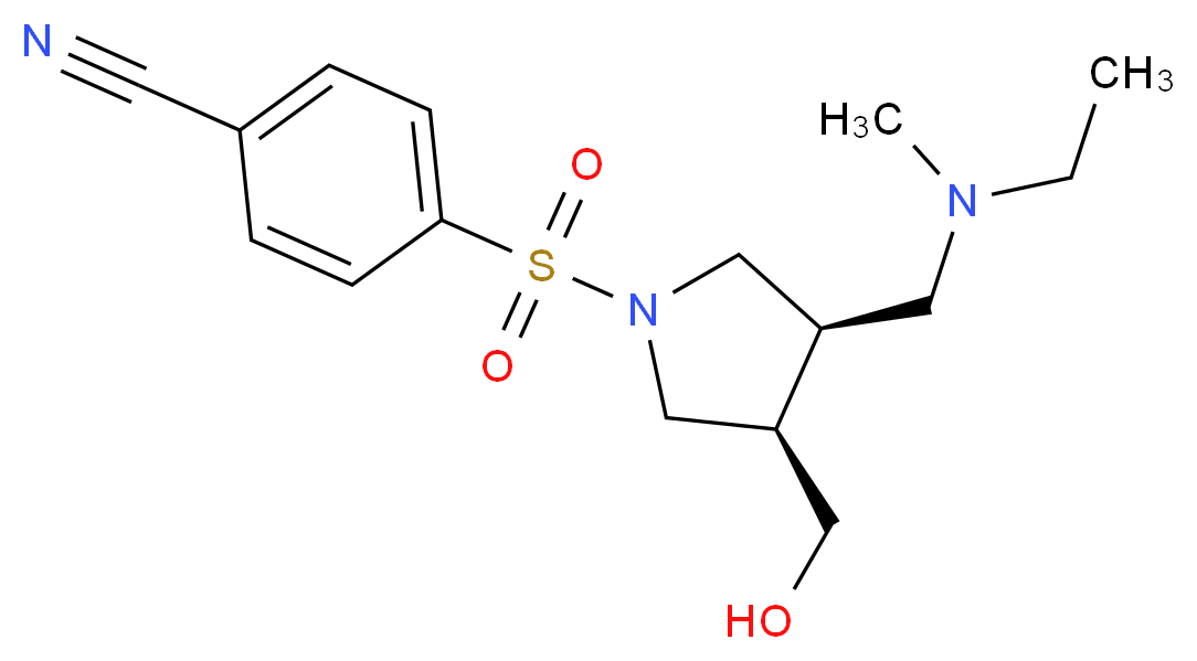 4-{[(3R*,4R*)-3-{[ethyl(methyl)amino]methyl}-4-(hydroxymethyl)-1-pyrrolidinyl]sulfonyl}benzonitrile_Molecular_structure_CAS_)