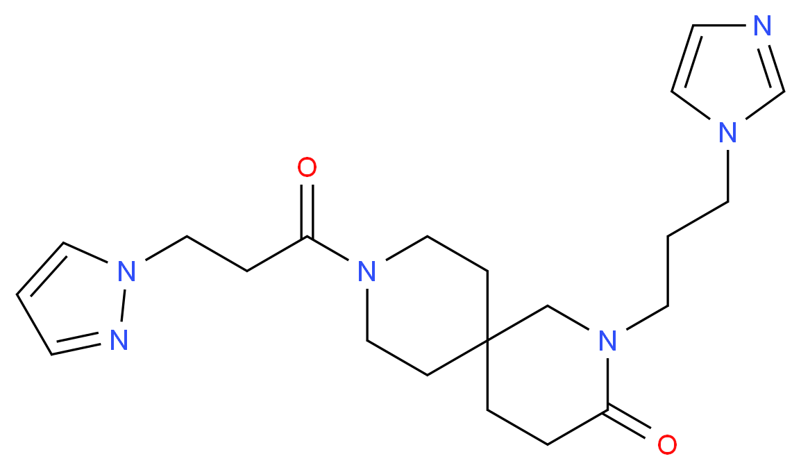 2-[3-(1H-imidazol-1-yl)propyl]-9-[3-(1H-pyrazol-1-yl)propanoyl]-2,9-diazaspiro[5.5]undecan-3-one_Molecular_structure_CAS_)