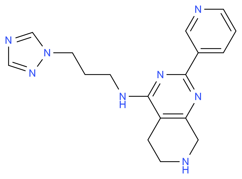 2-pyridin-3-yl-N-[3-(1H-1,2,4-triazol-1-yl)propyl]-5,6,7,8-tetrahydropyrido[3,4-d]pyrimidin-4-amine_Molecular_structure_CAS_)