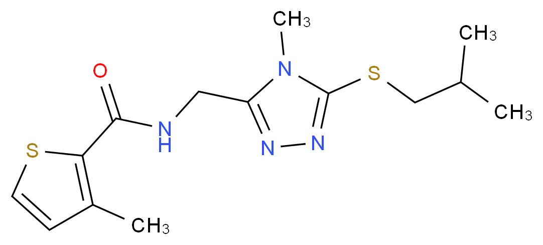 N-{[5-(isobutylthio)-4-methyl-4H-1,2,4-triazol-3-yl]methyl}-3-methyl-2-thiophenecarboxamide_Molecular_structure_CAS_)