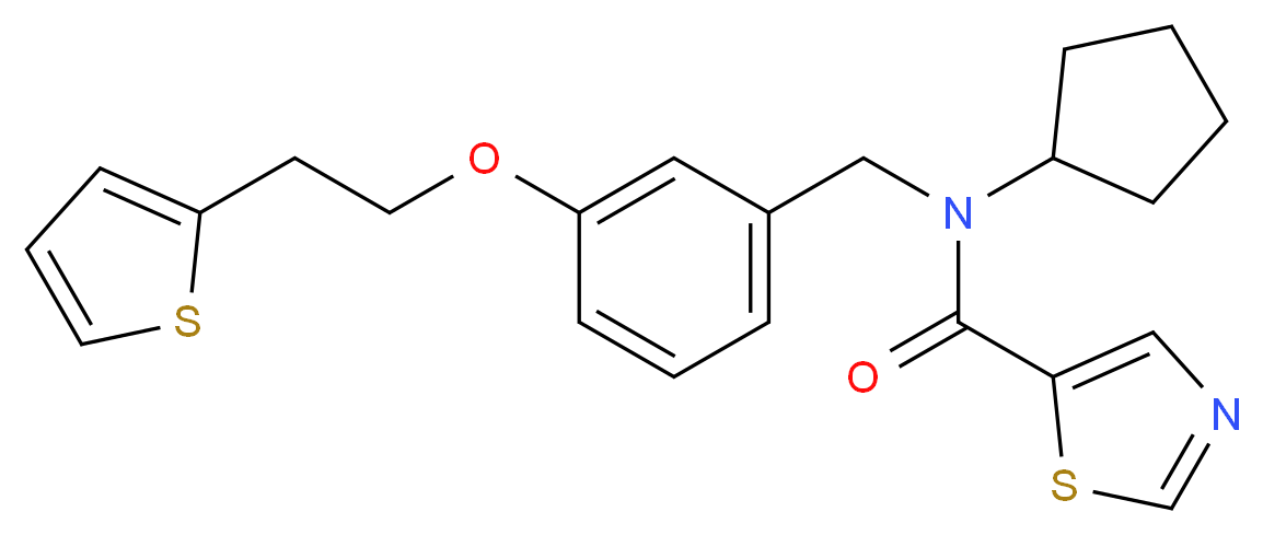 N-cyclopentyl-N-{3-[2-(2-thienyl)ethoxy]benzyl}-1,3-thiazole-5-carboxamide_Molecular_structure_CAS_)
