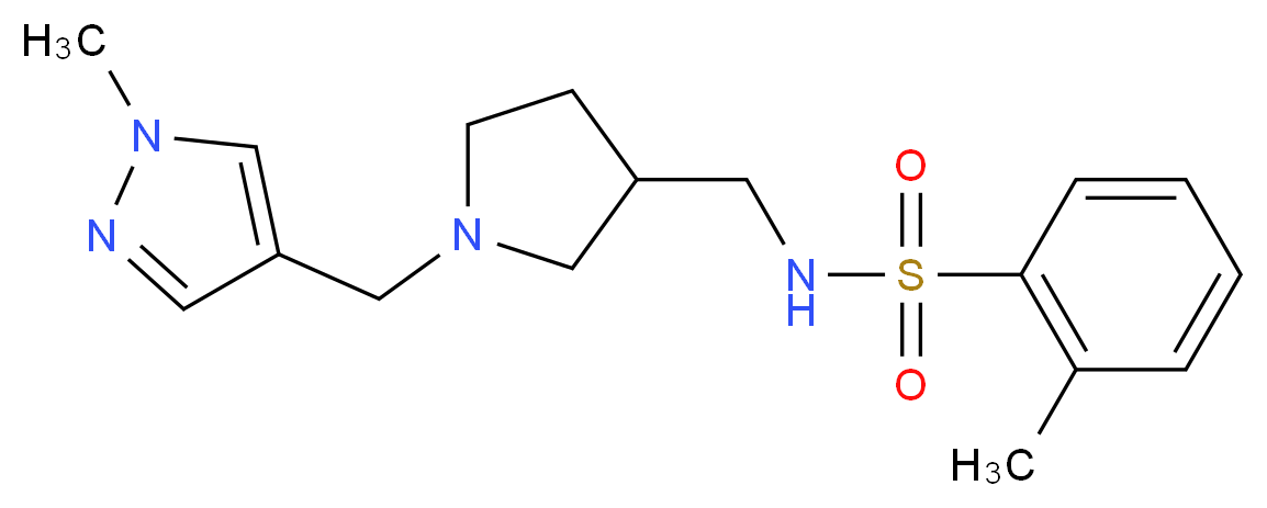 2-methyl-N-({1-[(1-methyl-1H-pyrazol-4-yl)methyl]pyrrolidin-3-yl}methyl)benzenesulfonamide_Molecular_structure_CAS_)