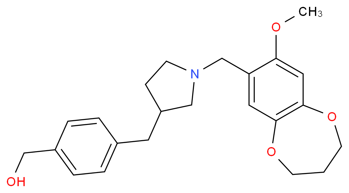 [4-({1-[(8-methoxy-3,4-dihydro-2H-1,5-benzodioxepin-7-yl)methyl]pyrrolidin-3-yl}methyl)phenyl]methanol_Molecular_structure_CAS_)