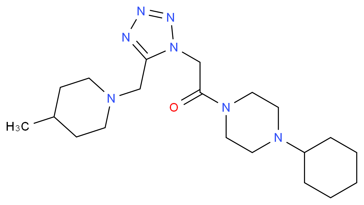 1-cyclohexyl-4-({5-[(4-methyl-1-piperidinyl)methyl]-1H-tetrazol-1-yl}acetyl)piperazine_Molecular_structure_CAS_)