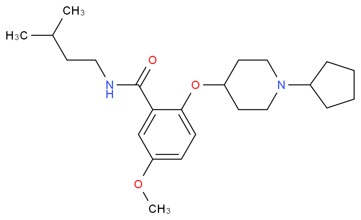 2-[(1-cyclopentyl-4-piperidinyl)oxy]-5-methoxy-N-(3-methylbutyl)benzamide_Molecular_structure_CAS_)