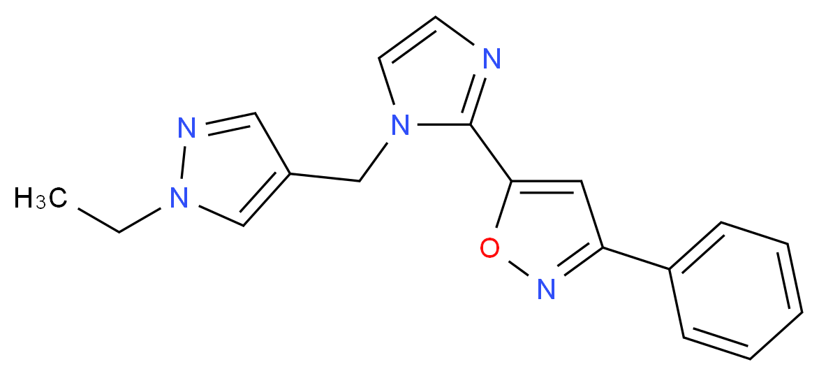 5-{1-[(1-ethyl-1H-pyrazol-4-yl)methyl]-1H-imidazol-2-yl}-3-phenylisoxazole_Molecular_structure_CAS_)