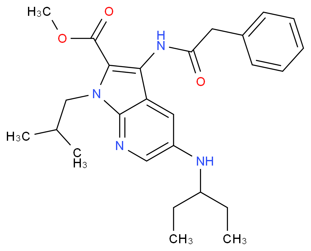 methyl 5-[(1-ethylpropyl)amino]-1-isobutyl-3-[(phenylacetyl)amino]-1H-pyrrolo[2,3-b]pyridine-2-carboxylate_Molecular_structure_CAS_)