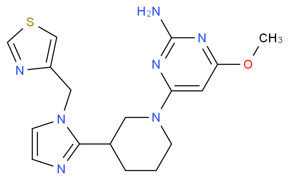 4-methoxy-6-{3-[1-(1,3-thiazol-4-ylmethyl)-1H-imidazol-2-yl]piperidin-1-yl}pyrimidin-2-amine_Molecular_structure_CAS_)