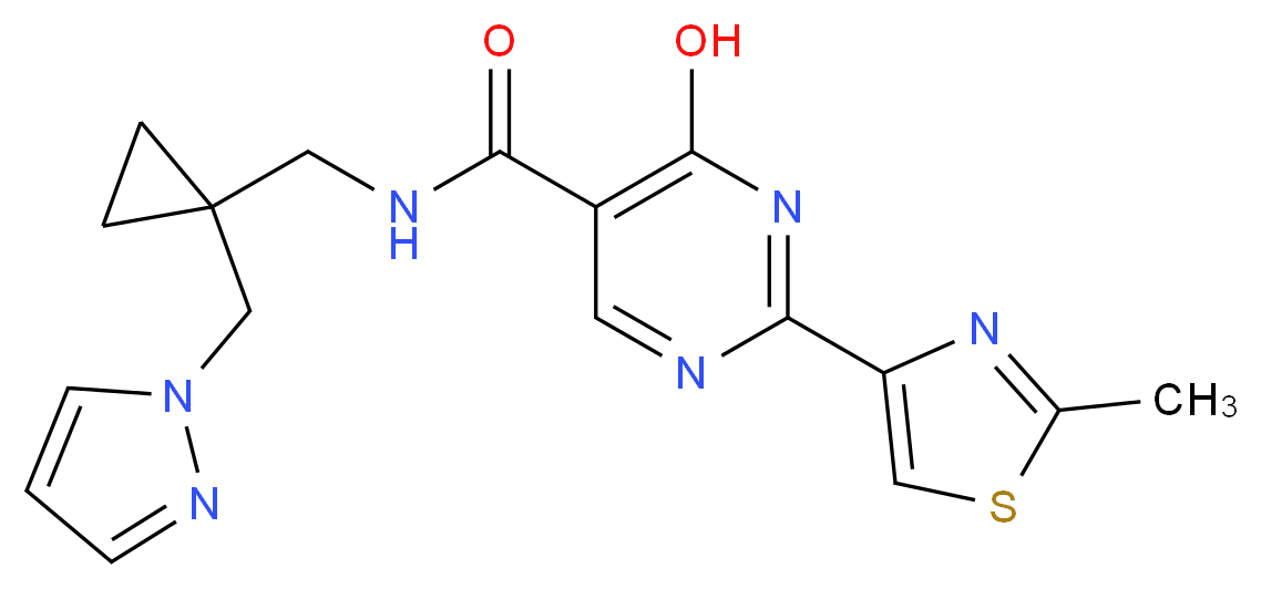 4-hydroxy-2-(2-methyl-1,3-thiazol-4-yl)-N-{[1-(1H-pyrazol-1-ylmethyl)cyclopropyl]methyl}pyrimidine-5-carboxamide_Molecular_structure_CAS_)