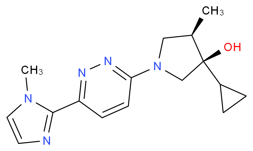 (3R*,4R*)-3-cyclopropyl-4-methyl-1-[6-(1-methyl-1H-imidazol-2-yl)pyridazin-3-yl]pyrrolidin-3-ol_Molecular_structure_CAS_)
