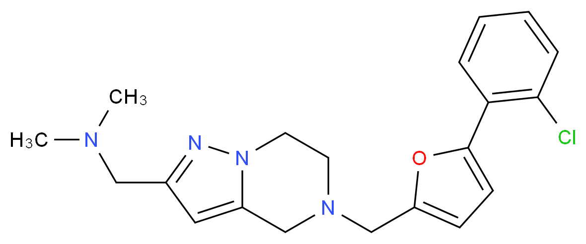 1-(5-{[5-(2-chlorophenyl)-2-furyl]methyl}-4,5,6,7-tetrahydropyrazolo[1,5-a]pyrazin-2-yl)-N,N-dimethylmethanamine_Molecular_structure_CAS_)