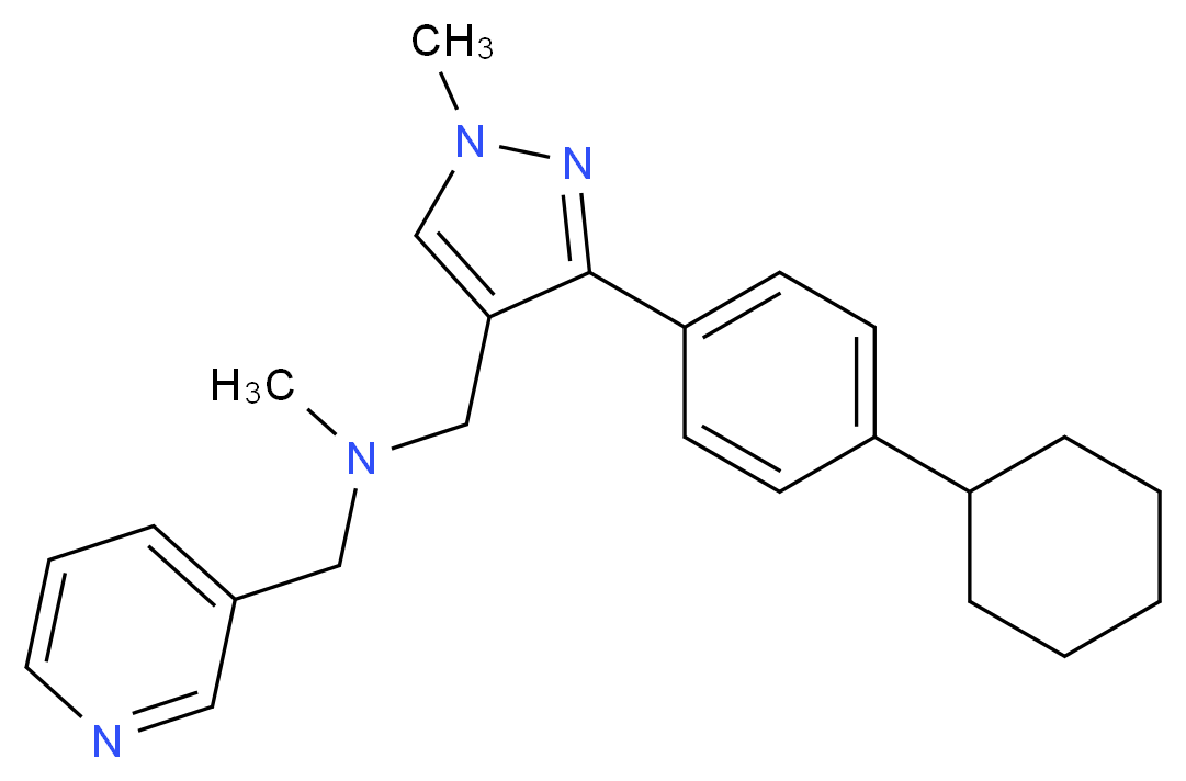1-[3-(4-cyclohexylphenyl)-1-methyl-1H-pyrazol-4-yl]-N-methyl-N-(3-pyridinylmethyl)methanamine_Molecular_structure_CAS_)