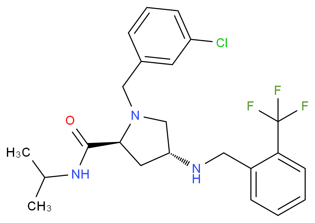 (4R)-1-(3-chlorobenzyl)-N-isopropyl-4-{[2-(trifluoromethyl)benzyl]amino}-L-prolinamide_Molecular_structure_CAS_)