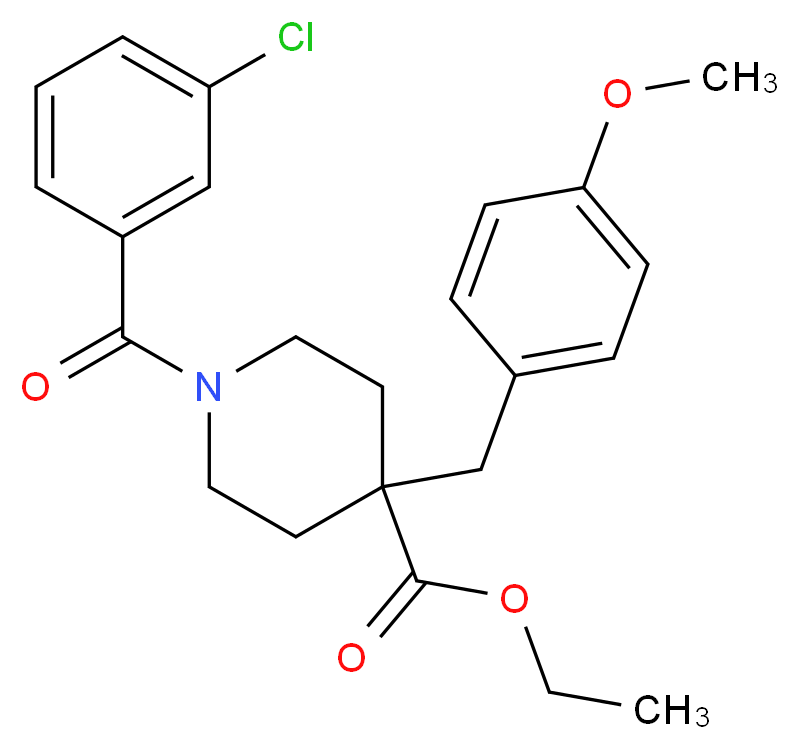 ethyl 1-(3-chlorobenzoyl)-4-(4-methoxybenzyl)-4-piperidinecarboxylate_Molecular_structure_CAS_)