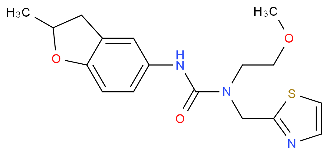 N-(2-methoxyethyl)-N'-(2-methyl-2,3-dihydro-1-benzofuran-5-yl)-N-(1,3-thiazol-2-ylmethyl)urea_Molecular_structure_CAS_)
