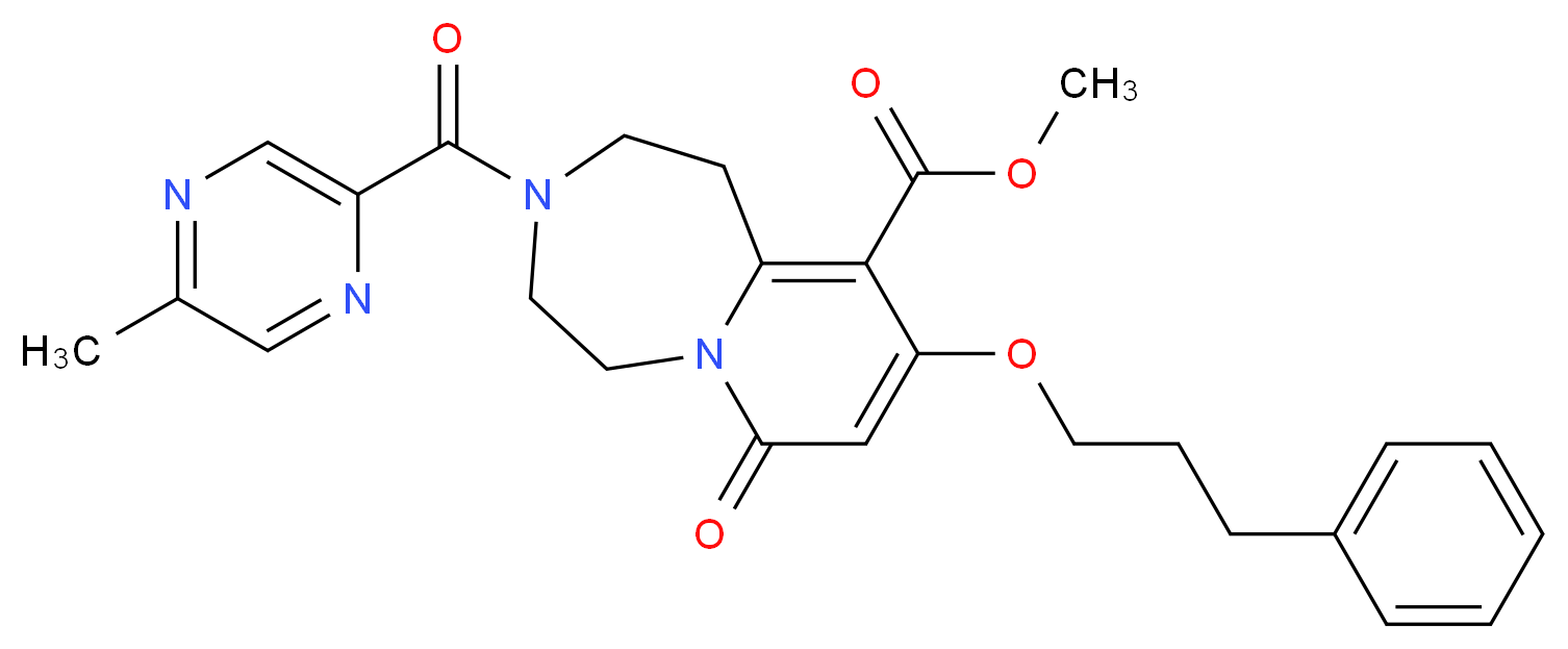 methyl 3-[(5-methyl-2-pyrazinyl)carbonyl]-7-oxo-9-(3-phenylpropoxy)-1,2,3,4,5,7-hexahydropyrido[1,2-d][1,4]diazepine-10-carboxylate_Molecular_structure_CAS_)