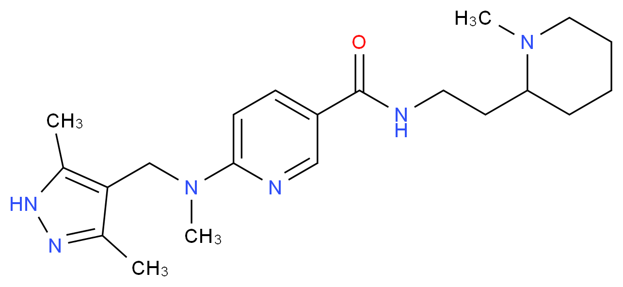 6-[[(3,5-dimethyl-1H-pyrazol-4-yl)methyl](methyl)amino]-N-[2-(1-methyl-2-piperidinyl)ethyl]nicotinamide_Molecular_structure_CAS_)