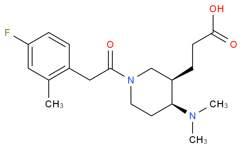 3-{(3R*,4S*)-4-(dimethylamino)-1-[(4-fluoro-2-methylphenyl)acetyl]piperidin-3-yl}propanoic acid_Molecular_structure_CAS_)