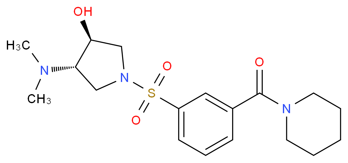 (3S*,4S*)-4-(dimethylamino)-1-{[3-(piperidin-1-ylcarbonyl)phenyl]sulfonyl}pyrrolidin-3-ol_Molecular_structure_CAS_)