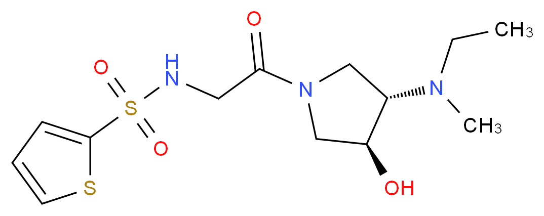 N-(2-{(3S*,4S*)-3-[ethyl(methyl)amino]-4-hydroxy-1-pyrrolidinyl}-2-oxoethyl)-2-thiophenesulfonamide (non-preferred name)_Molecular_structure_CAS_)