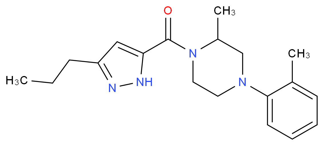 2-methyl-4-(2-methylphenyl)-1-[(3-propyl-1H-pyrazol-5-yl)carbonyl]piperazine_Molecular_structure_CAS_)