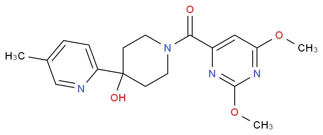 1-[(2,6-dimethoxypyrimidin-4-yl)carbonyl]-4-(5-methylpyridin-2-yl)piperidin-4-ol_Molecular_structure_CAS_)