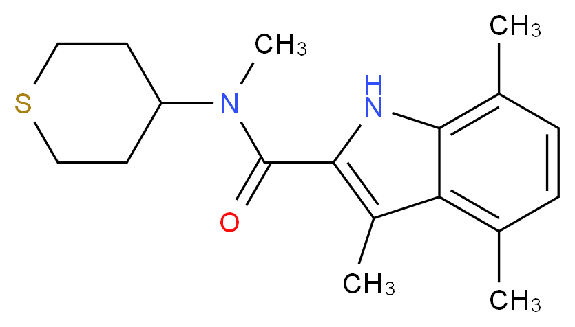 N,3,4,7-tetramethyl-N-(tetrahydro-2H-thiopyran-4-yl)-1H-indole-2-carboxamide_Molecular_structure_CAS_)