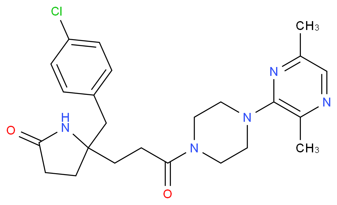 5-(4-chlorobenzyl)-5-{3-[4-(3,6-dimethyl-2-pyrazinyl)-1-piperazinyl]-3-oxopropyl}-2-pyrrolidinone_Molecular_structure_CAS_)