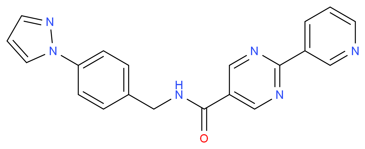N-[4-(1H-pyrazol-1-yl)benzyl]-2-(3-pyridinyl)-5-pyrimidinecarboxamide_Molecular_structure_CAS_)