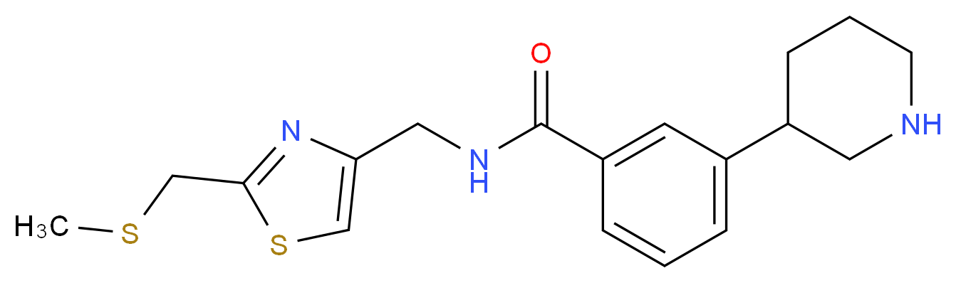 N-({2-[(methylthio)methyl]-1,3-thiazol-4-yl}methyl)-3-piperidin-3-ylbenzamide_Molecular_structure_CAS_)