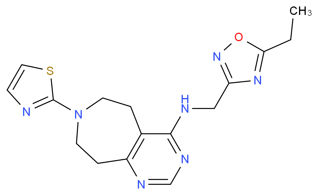 N-[(5-ethyl-1,2,4-oxadiazol-3-yl)methyl]-7-(1,3-thiazol-2-yl)-6,7,8,9-tetrahydro-5H-pyrimido[4,5-d]azepin-4-amine_Molecular_structure_CAS_)